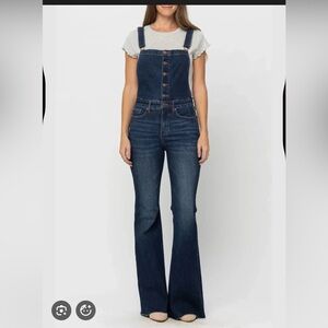 Judy Blue Tummy Control Flare Overalls, size S